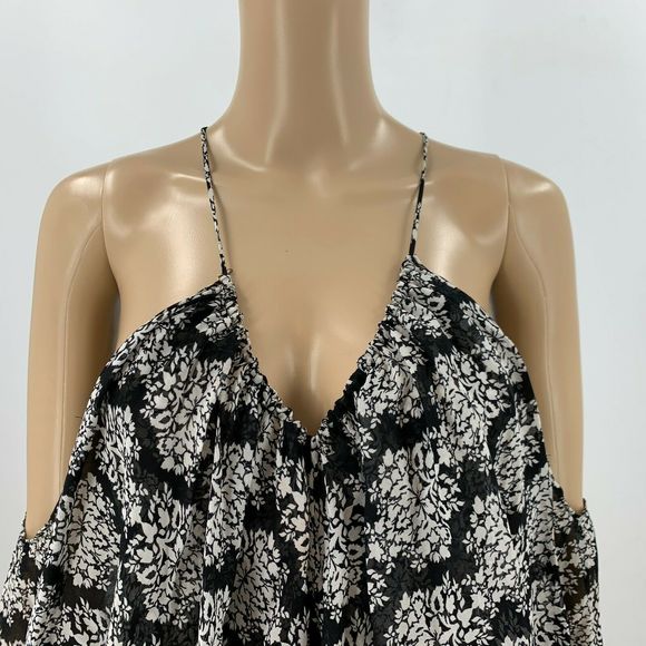 Zara Dress Cold Shoulder Size S Floral Midi - Picture 4 of 10